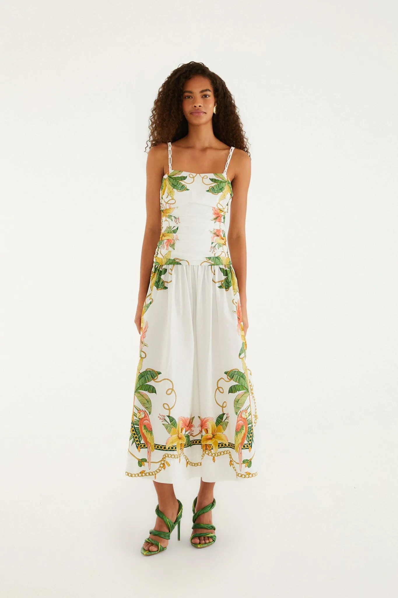 Tropical Royalty Off-White Midi Dress Sleeveless sold by FARM Rio
