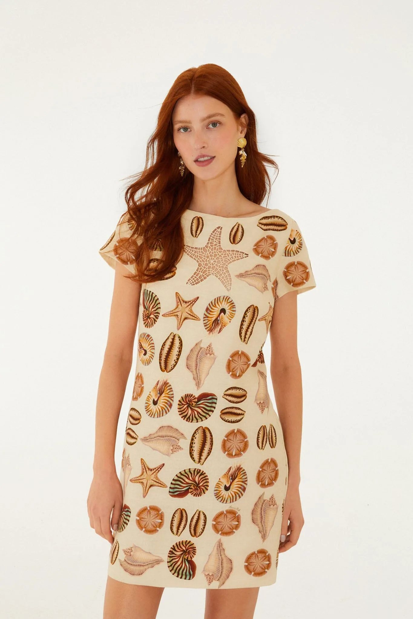 Sand Marine Shells Short Sleeve Mini Dress sold by FARM Rio product image thumbnail 4