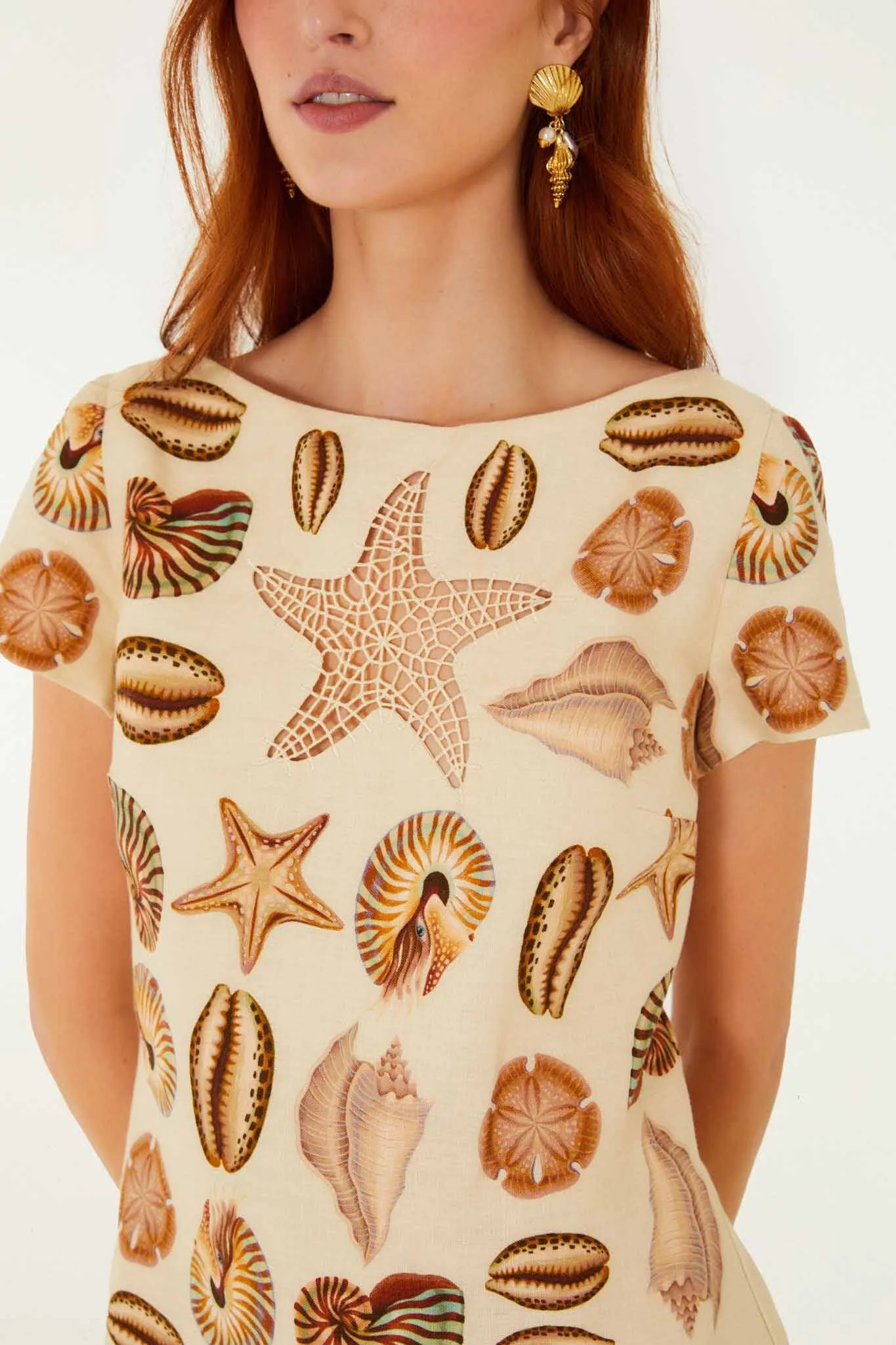 Sand Marine Shells Short Sleeve Mini Dress sold by FARM Rio product image thumbnail 2