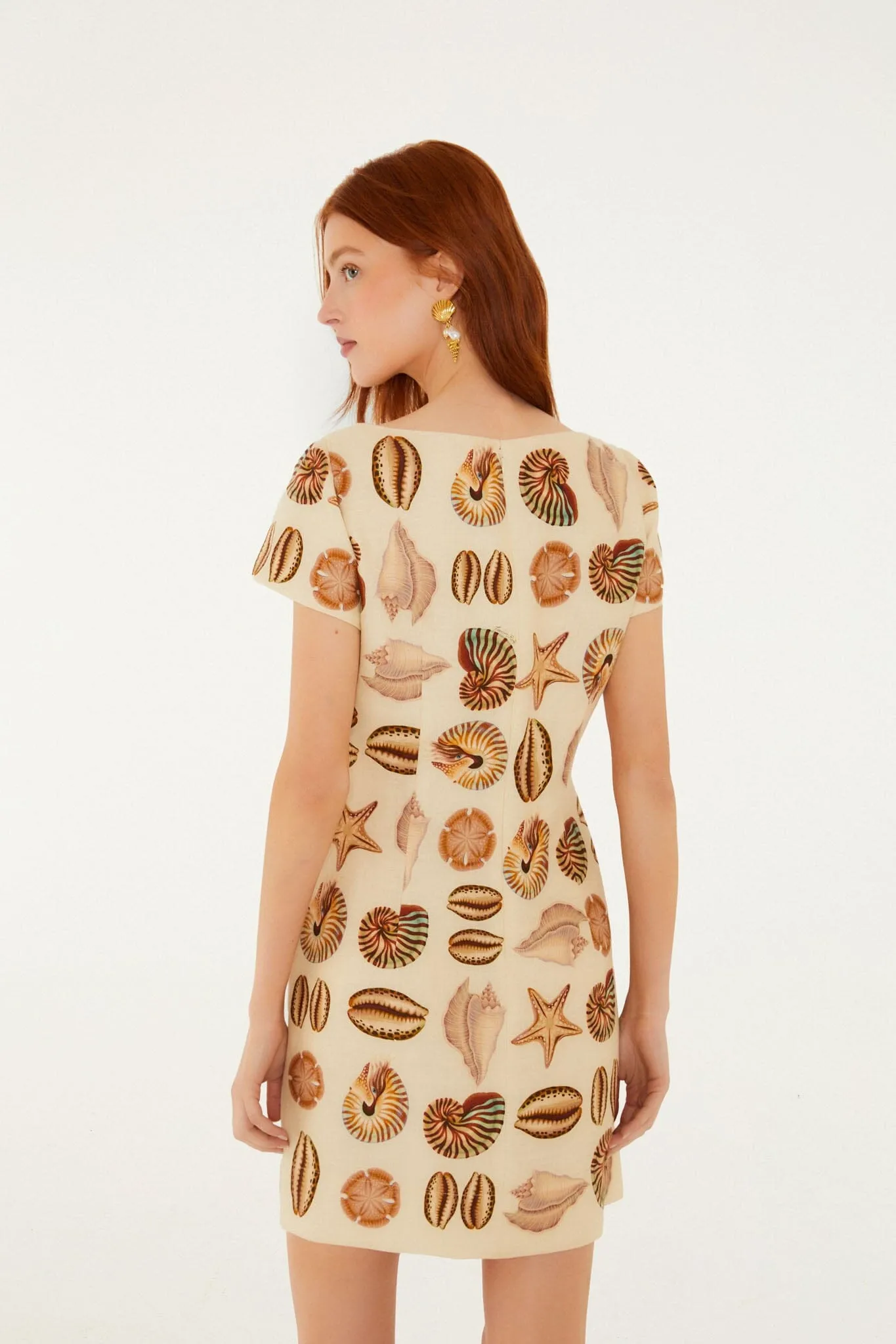 Sand Marine Shells Short Sleeve Mini Dress sold by FARM Rio product image thumbnail 3