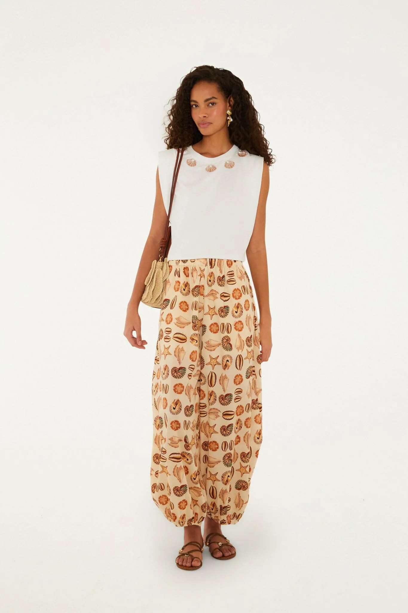 Off-White Seashell Embroidery Padded Shoulders T-Shirt sold by FARM Rio product image thumbnail 2