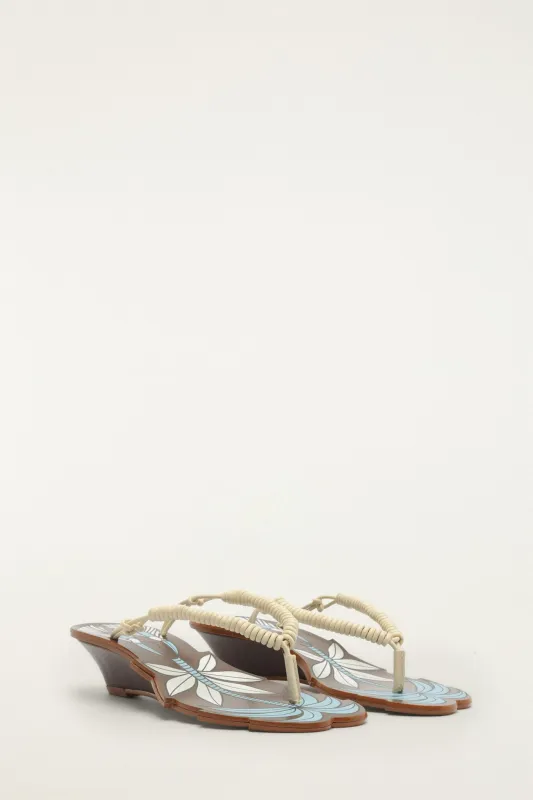 Brown Palm Tree Cutwork Wedge Sandal made by FARM Rio