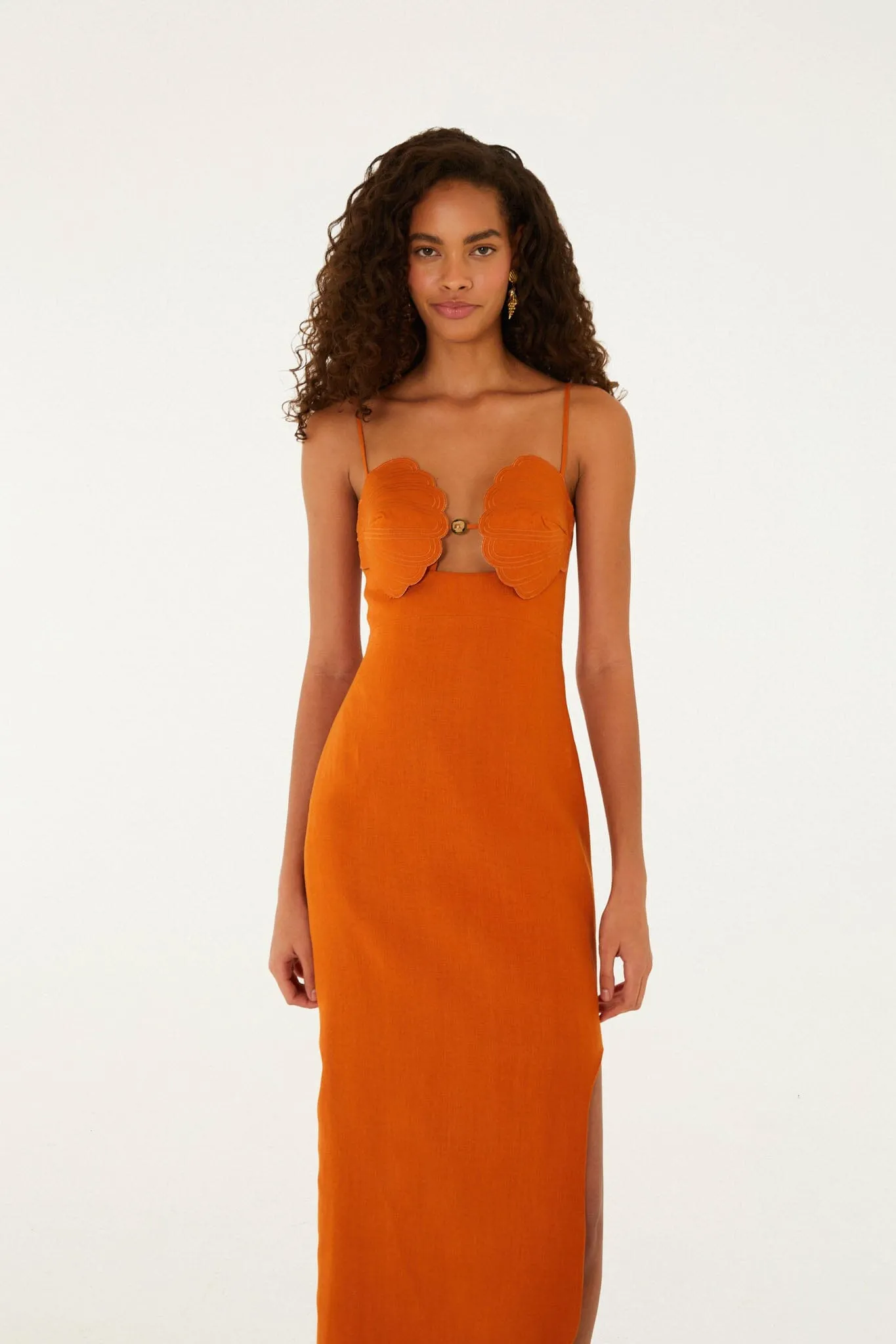 Terra Cotta 3d Shells Sleeveless Midi Dress sold by FARM Rio product image thumbnail 4