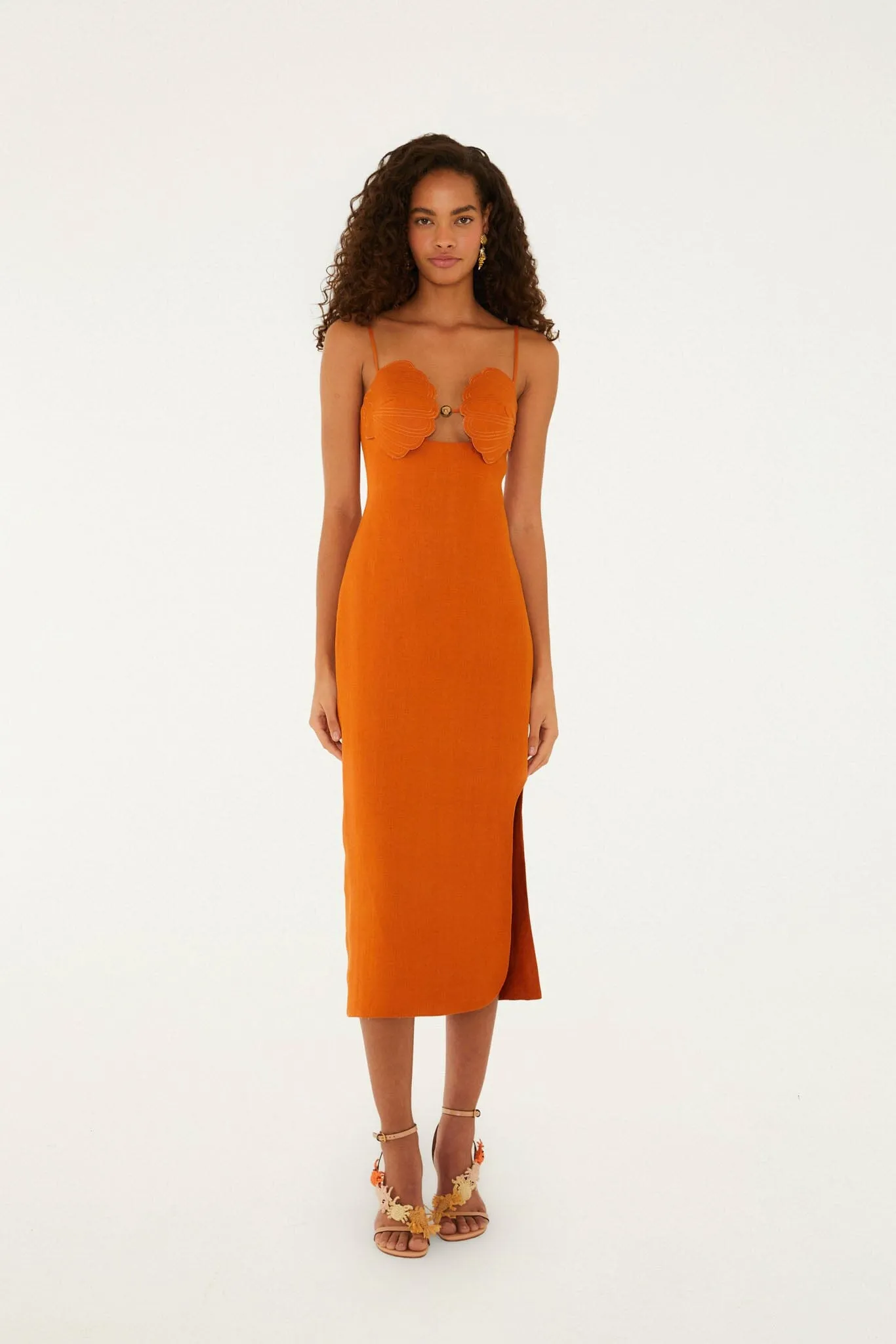 Terra Cotta 3d Shells Sleeveless Midi Dress sold by FARM Rio product image thumbnail 5