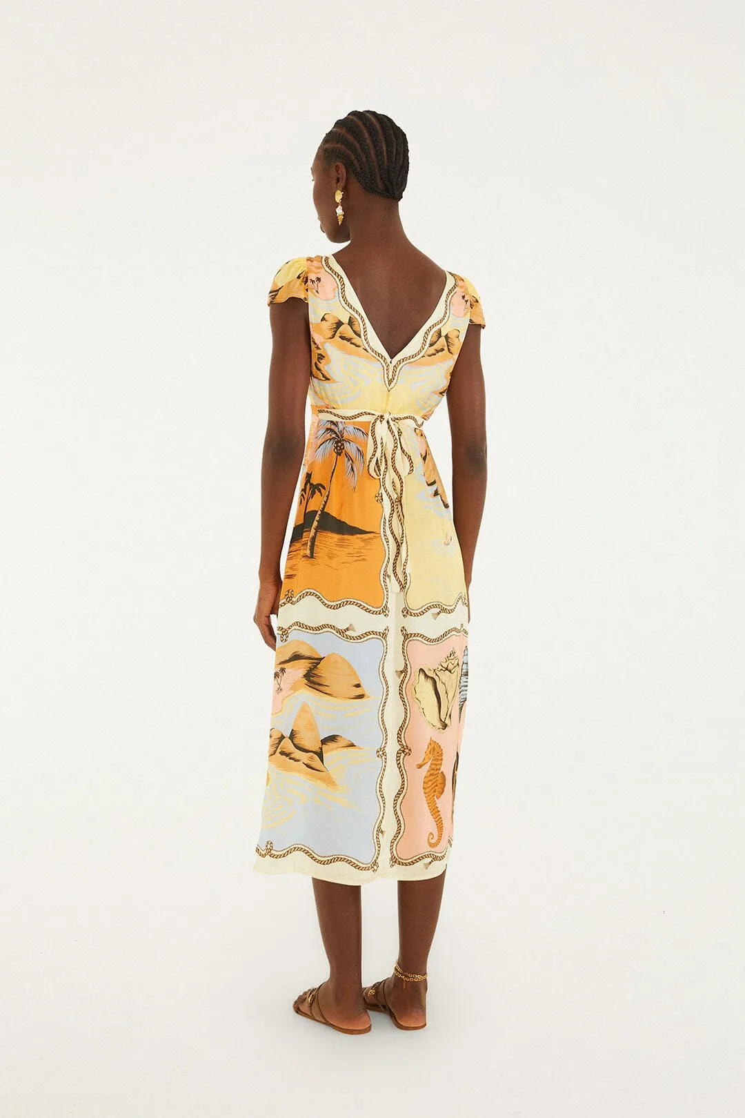 Multicolor Rio Souvenir Scarves Satin Midi Dress sold by FARM Rio product image thumbnail 3