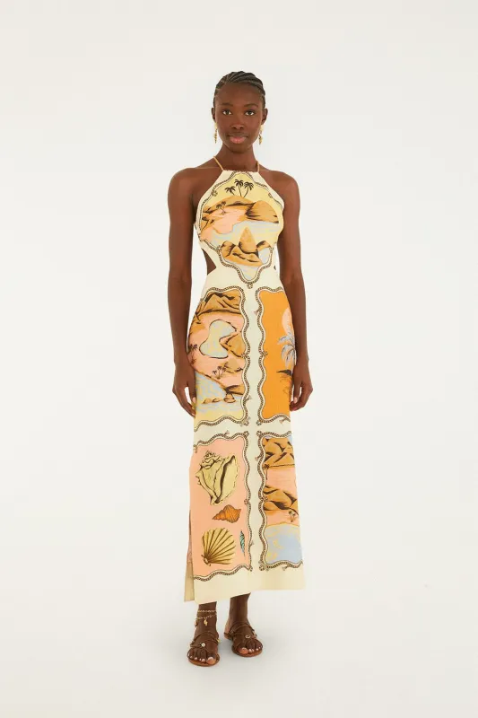 Multicolor Rio Souvenir Scarves Rope Straps Maxi Dress made by FARM Rio