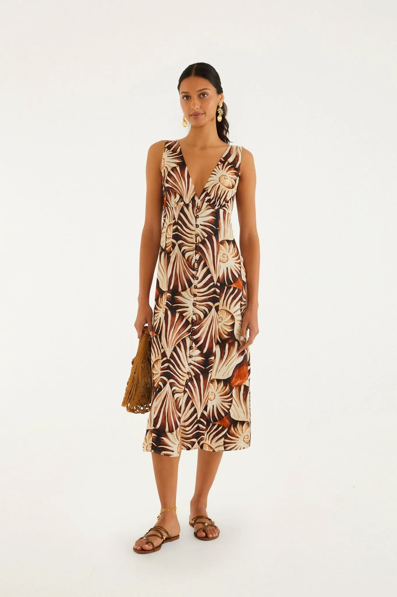 Multicolor Ammonite Buttoned Midi Dress sold by FARM Rio
