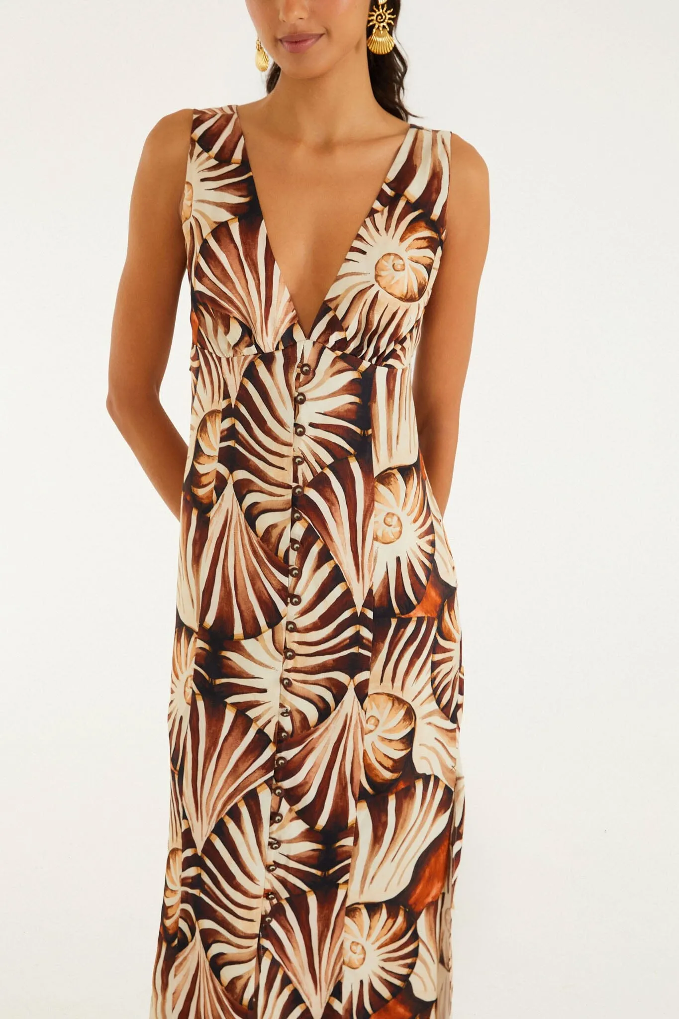 Multicolor Ammonite Buttoned Midi Dress sold by FARM Rio product image thumbnail 2