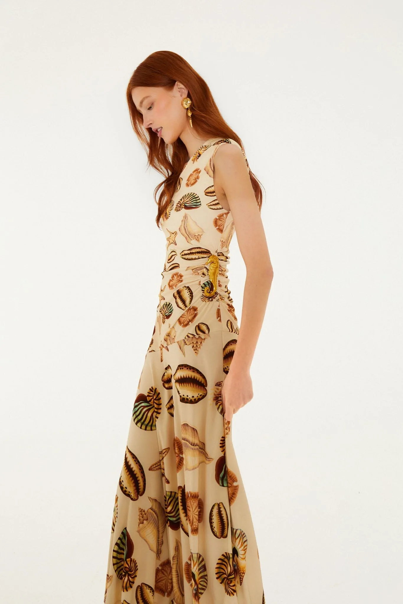 Sand Marine Shells Tassel One-Shoulder Maxi Dress sold by FARM Rio product image thumbnail 4
