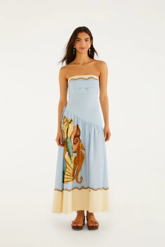 Multicolor Rio Souvenir Strapless Side Ties Maxi Dress made by FARM Rio