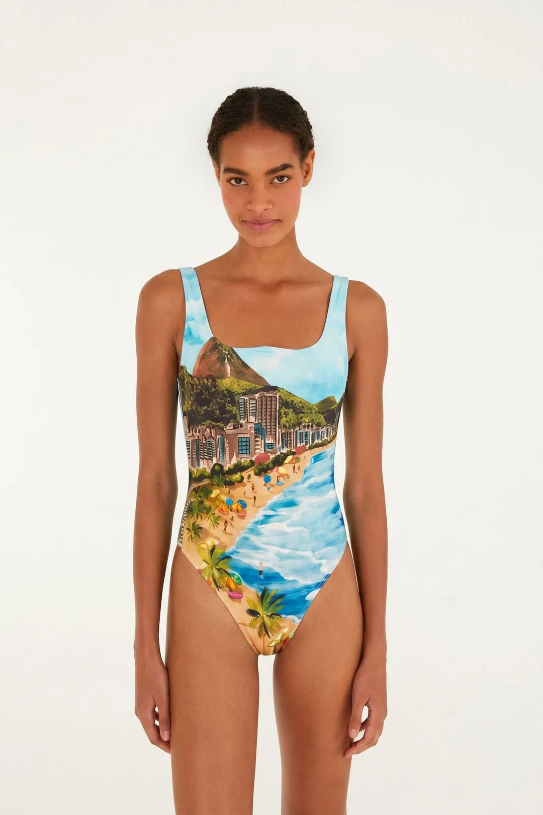 Multicolor Copacabana Beach One Piece sold by FARM Rio