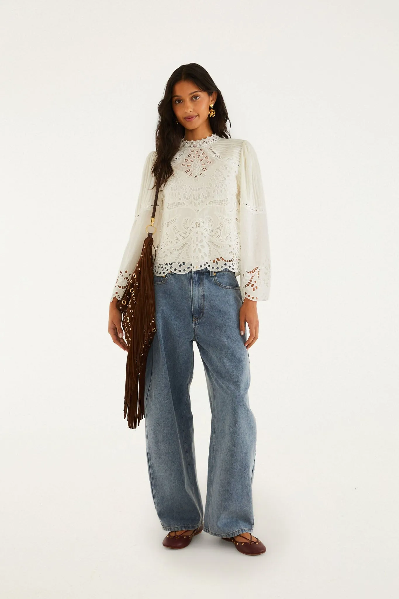 Off-White Richelieu Long Sleeve Blouse sold by FARM Rio product image thumbnail 2