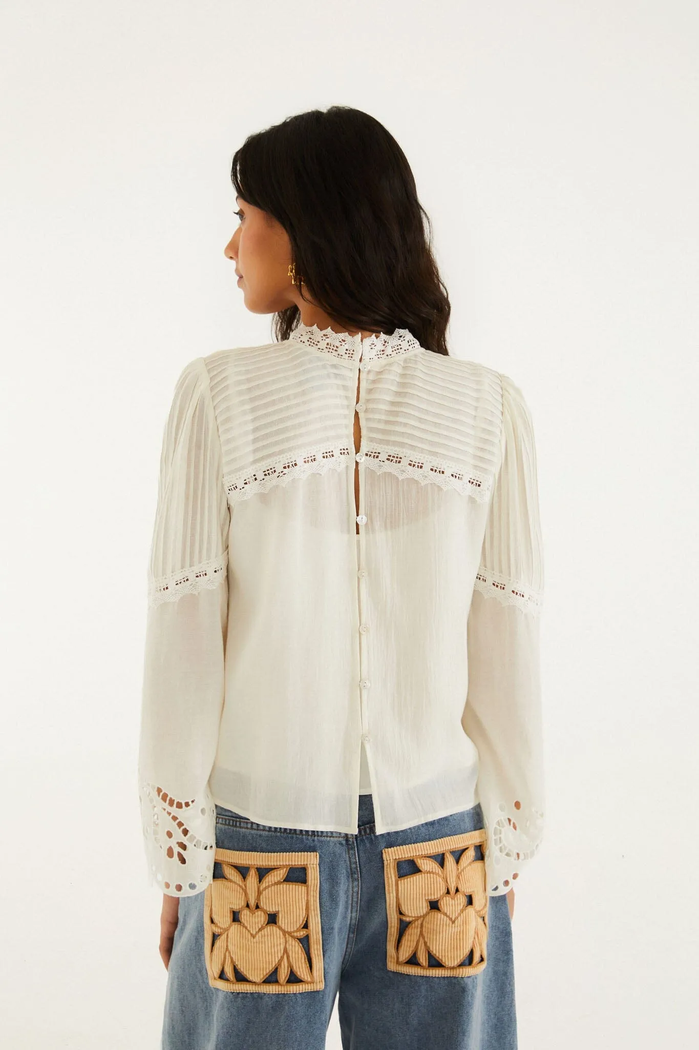 Off-White Richelieu Long Sleeve Blouse sold by FARM Rio product image thumbnail 3