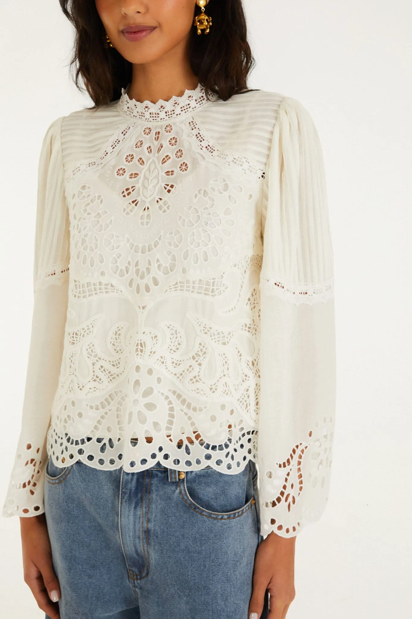 Off-White Richelieu Long Sleeve Blouse sold by FARM Rio product image thumbnail 4