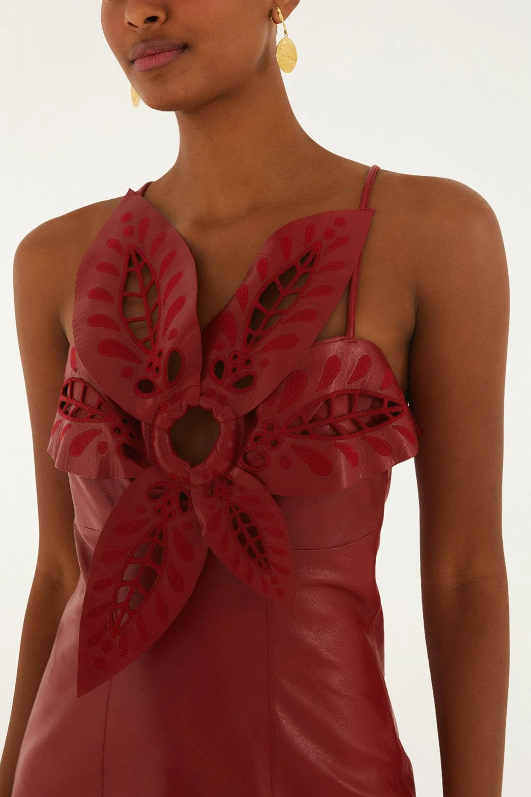 Red 3d Richelieu Flower Leather Mini Dress sold by FARM Rio product image thumbnail 2