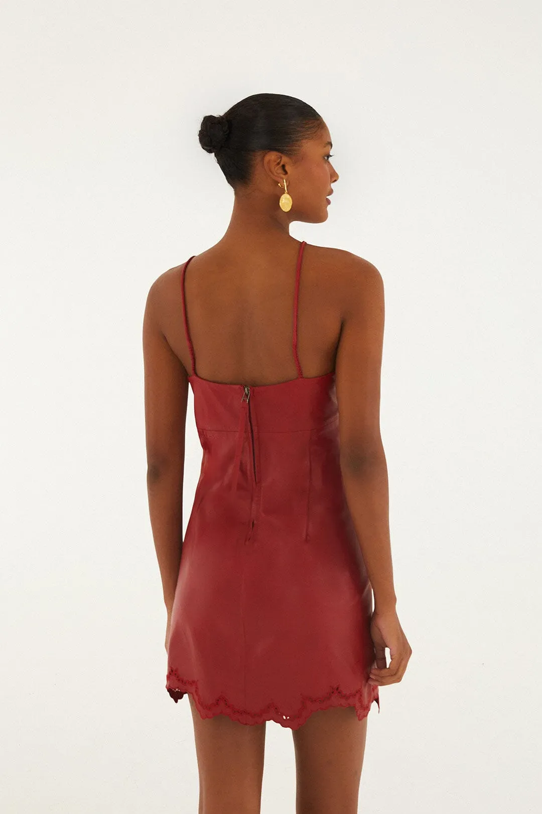 Red 3d Richelieu Flower Leather Mini Dress sold by FARM Rio product image thumbnail 3