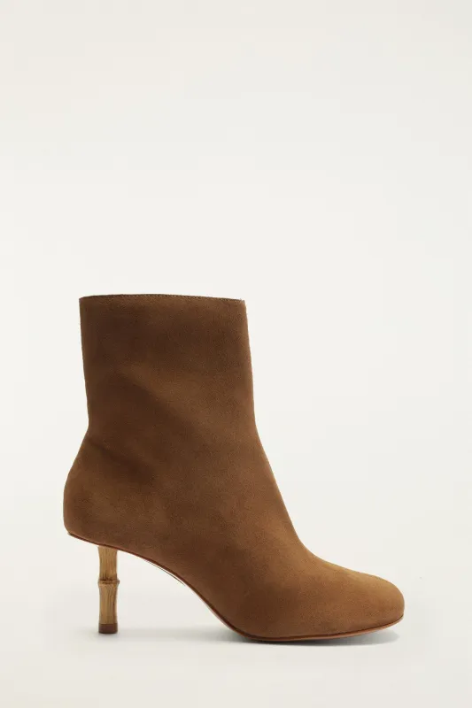 Brown Suede Bamboo Bootie made by FARM Rio