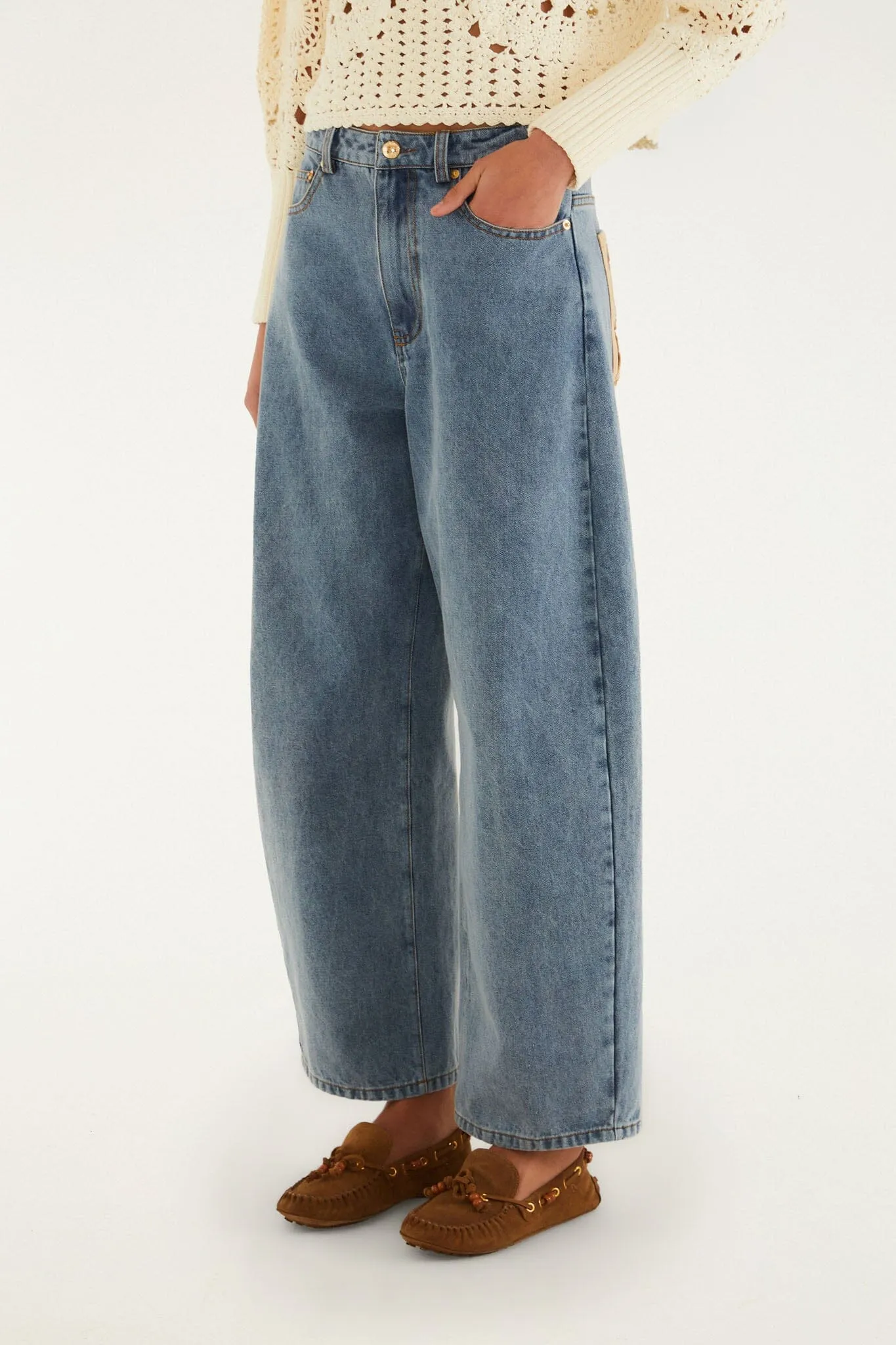 Blue Denim Richelieu Wide-Leg Pants sold by FARM Rio product image thumbnail 2