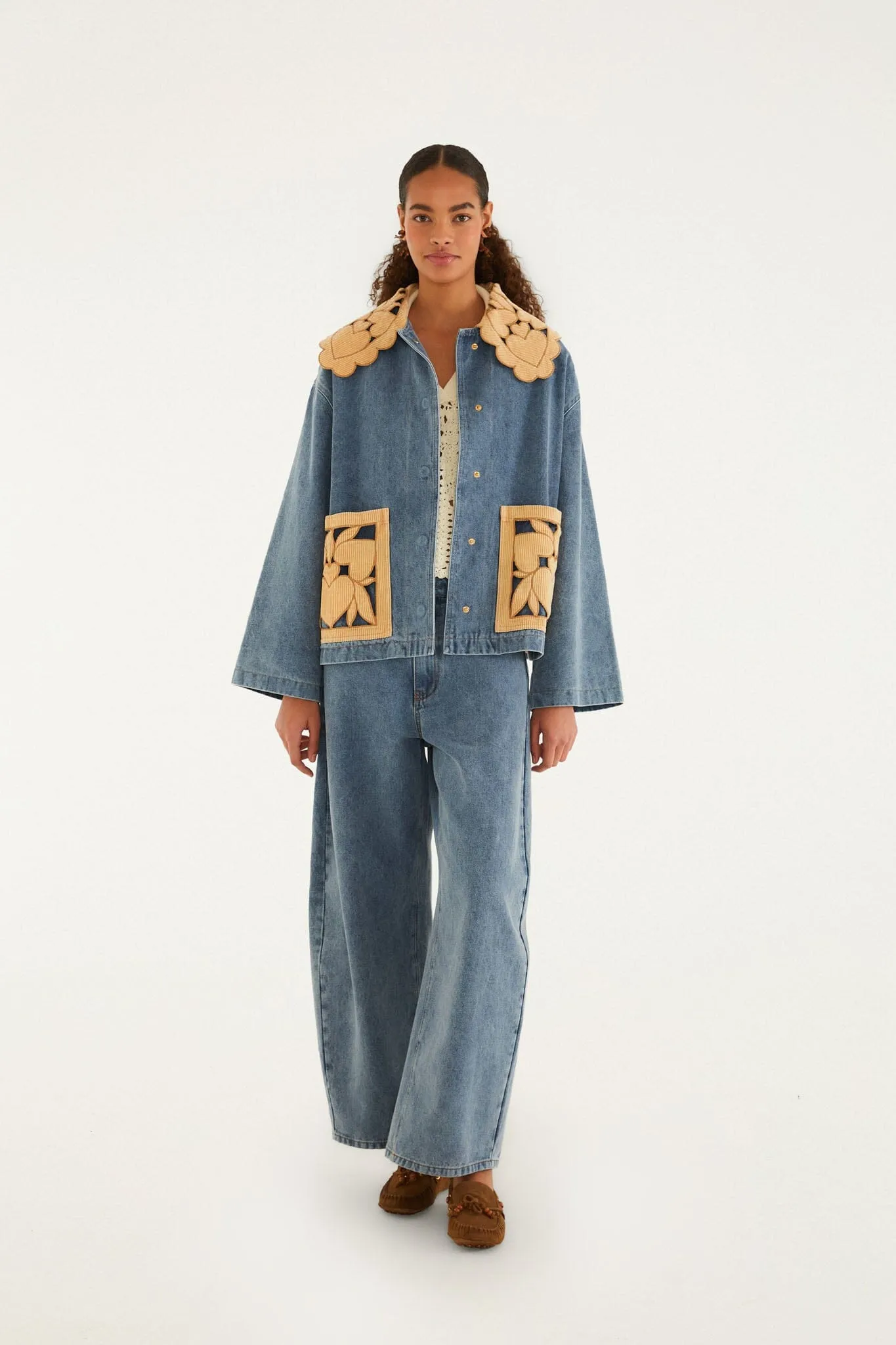 Blue Denim Richelieu Wide-Leg Pants sold by FARM Rio