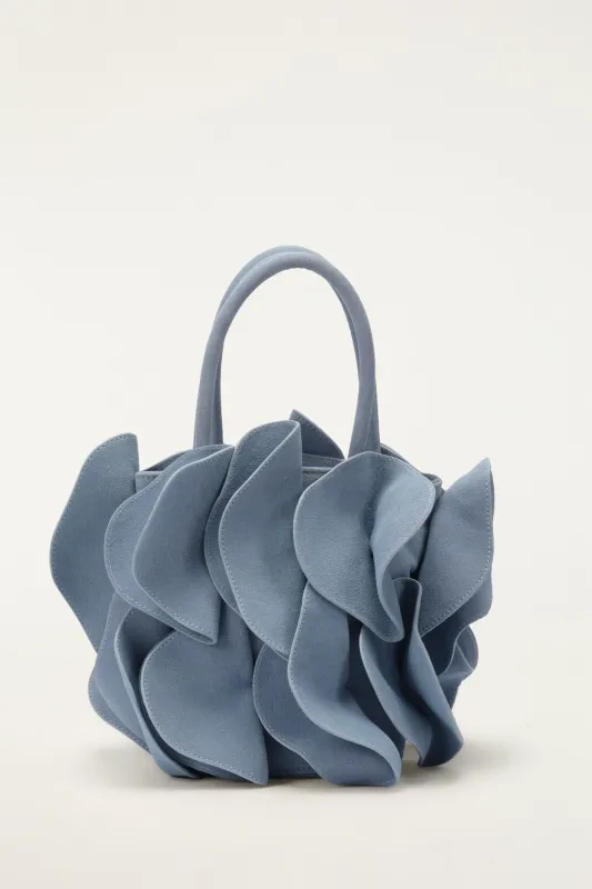Light Blue Suede Flower Handbag made by FARM Rio