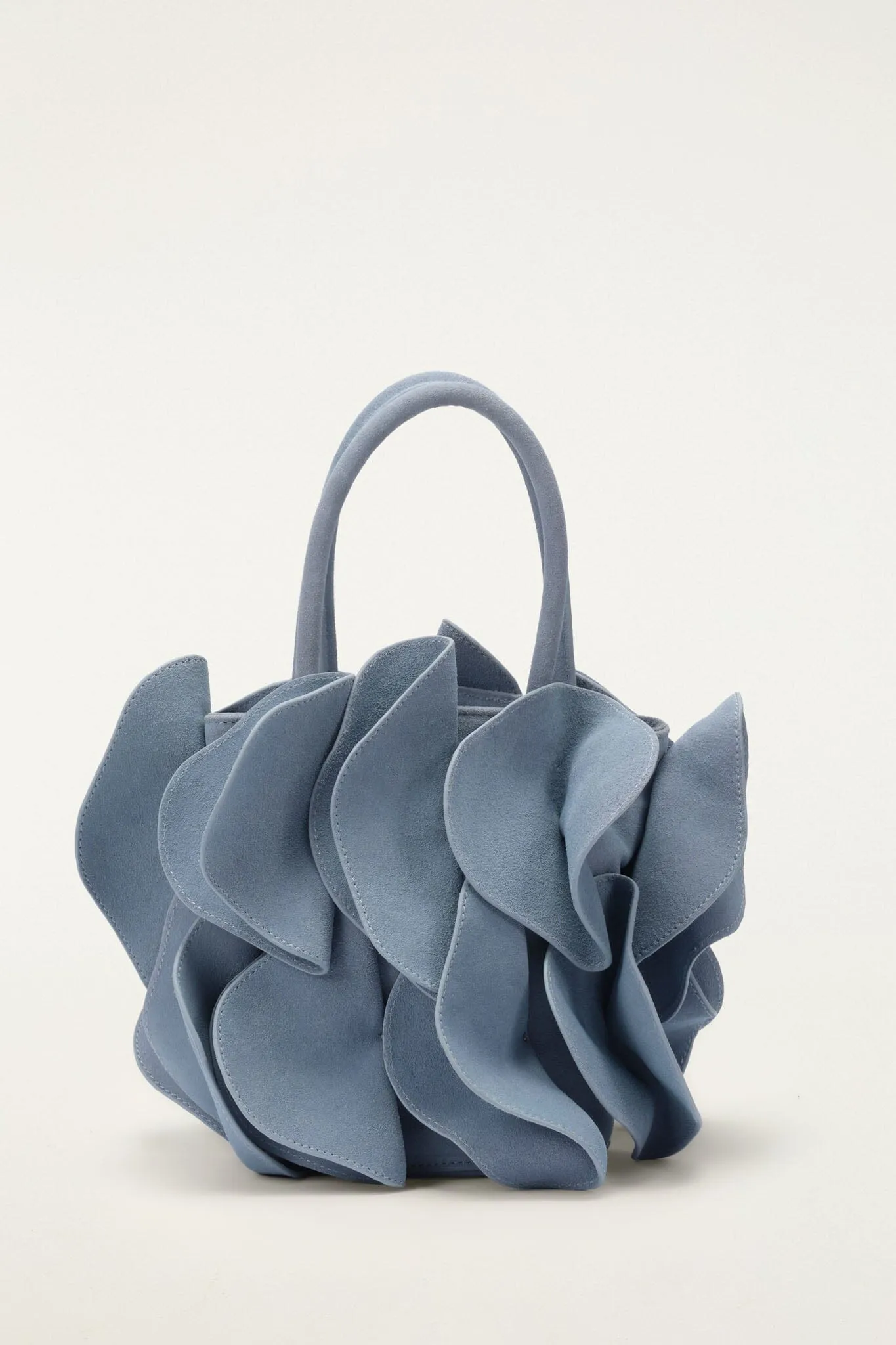 Light Blue Suede Flower Handbag sold by FARM Rio