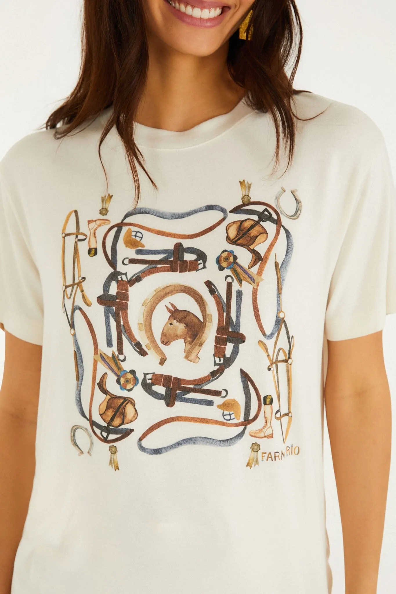 Off-White Equestrian Short Sleeve T-Shirt sold by FARM Rio product image thumbnail 2