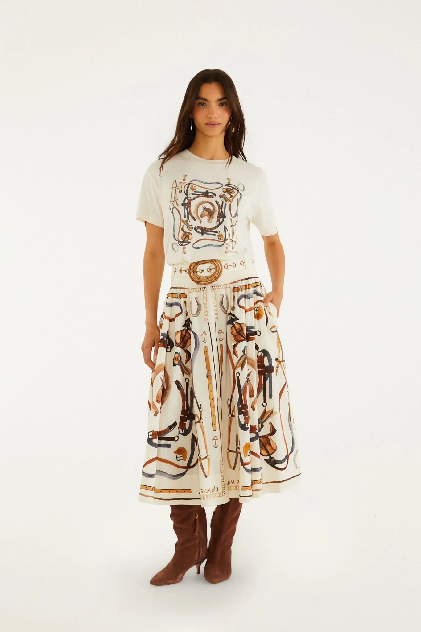Off-White Equestrian Short Sleeve T-Shirt sold by FARM Rio product image thumbnail 4