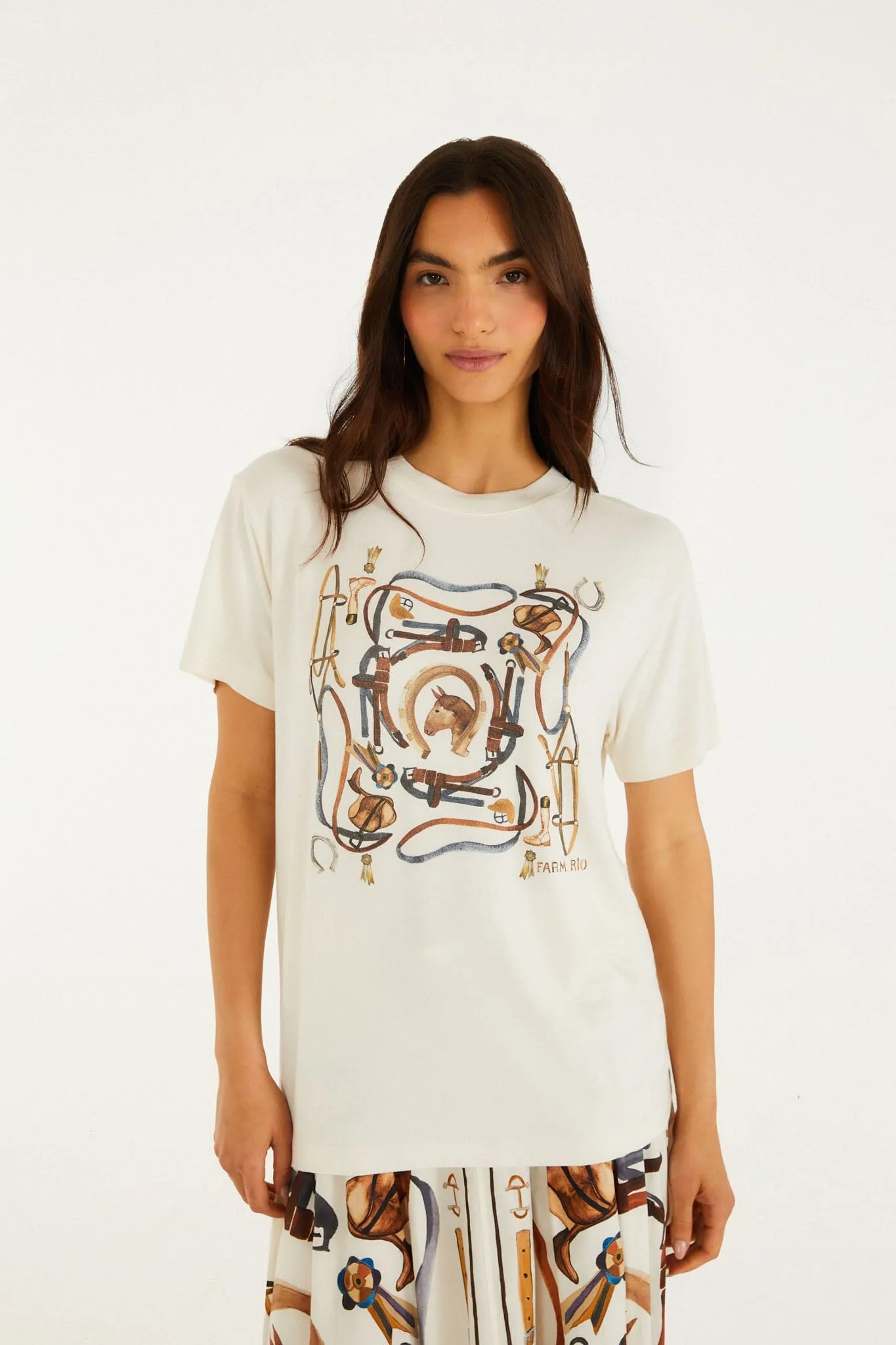 Off-White Equestrian Short Sleeve T-Shirt sold by FARM Rio