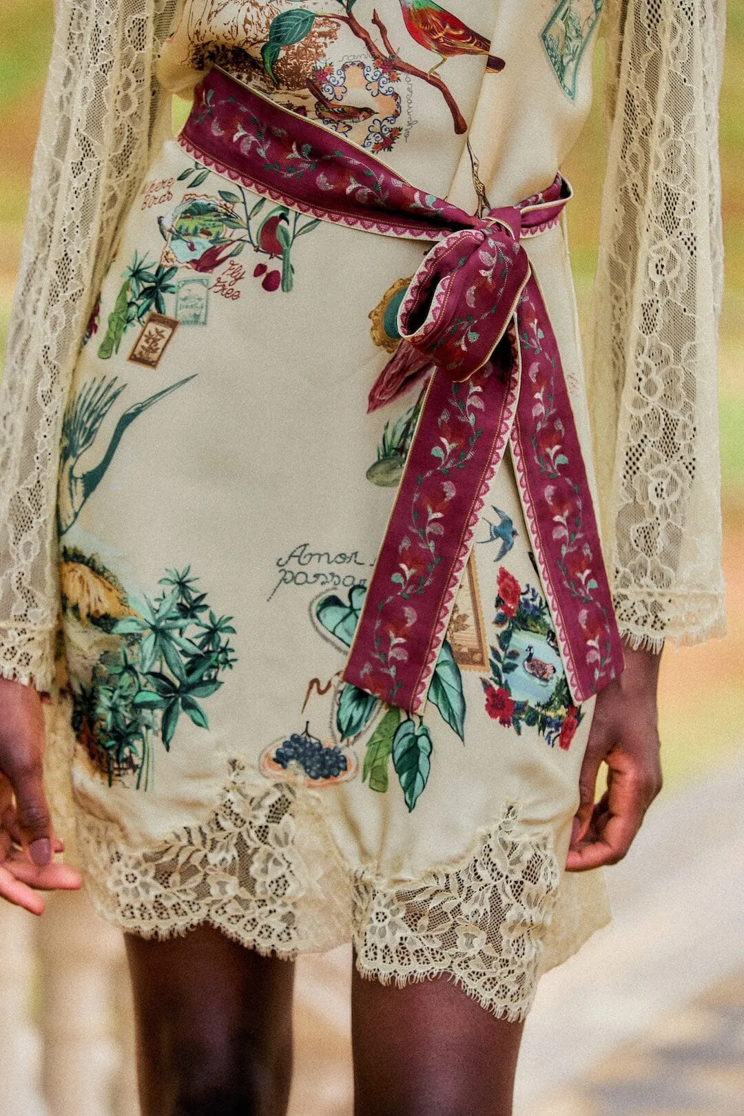 Bird Poetry Lace Long Sleeve Mini Dress sold by FARM Rio product image thumbnail 2