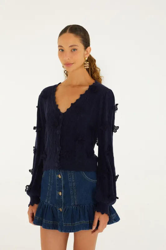 Richelieu 3D Butterflies Knit Cardigan made by FARM Rio