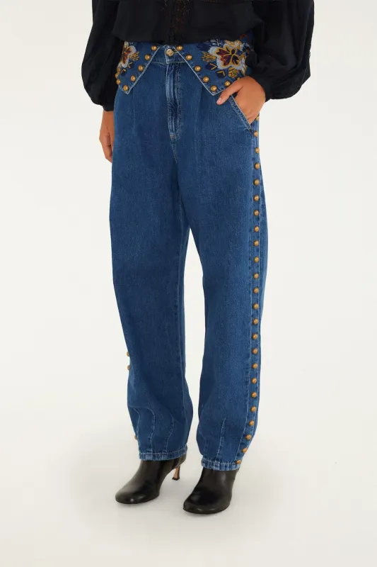 Balloon Golden Tassels Denim Pants made by FARM Rio