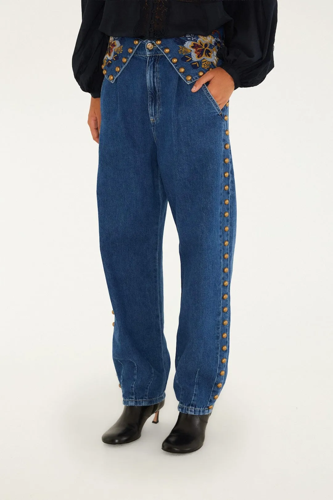 Balloon Golden Tassels Denim Pants sold by FARM Rio