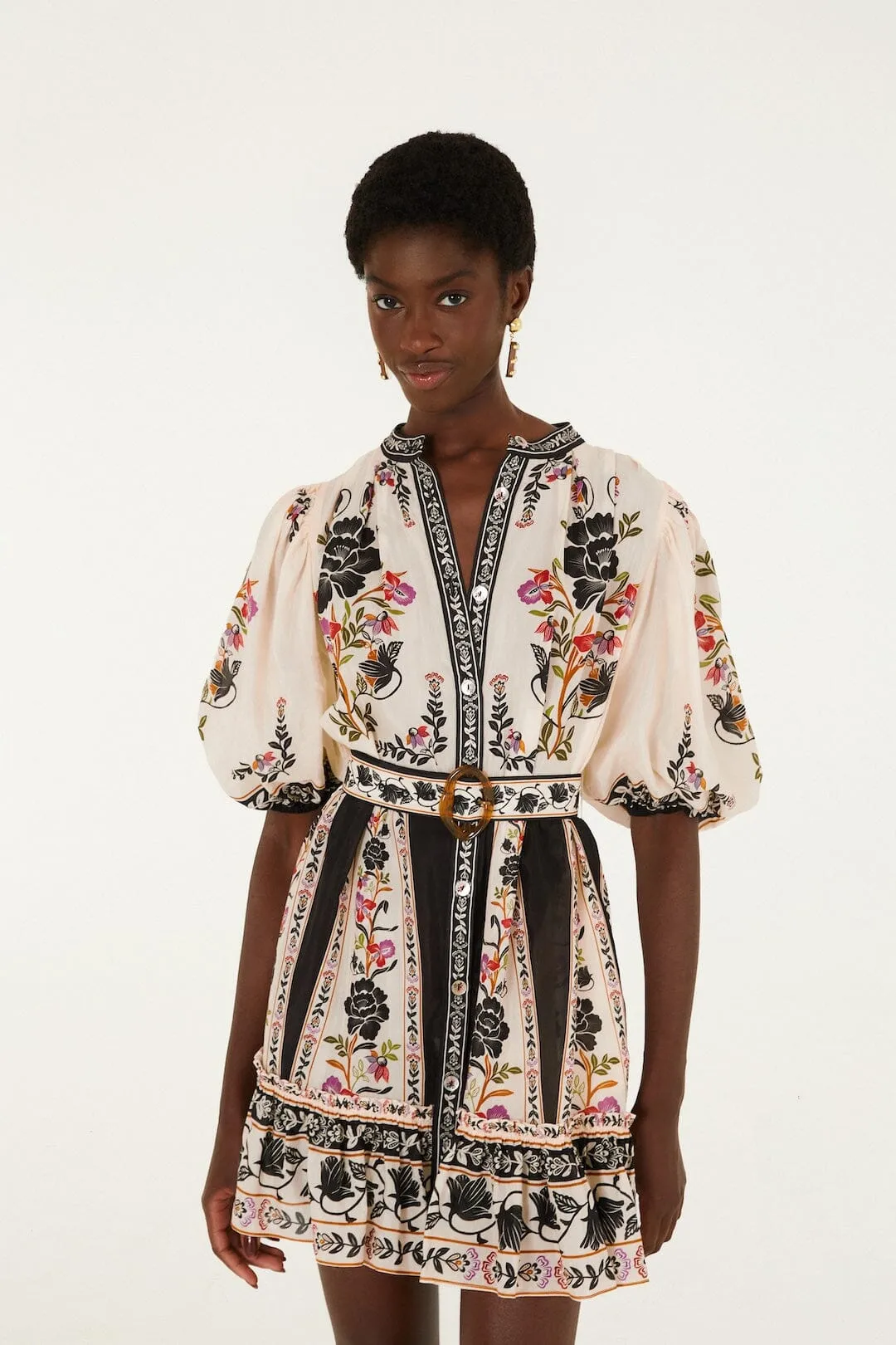 Delicate Floral Belted Buttoned Mini Dress sold by FARM Rio product image thumbnail 5