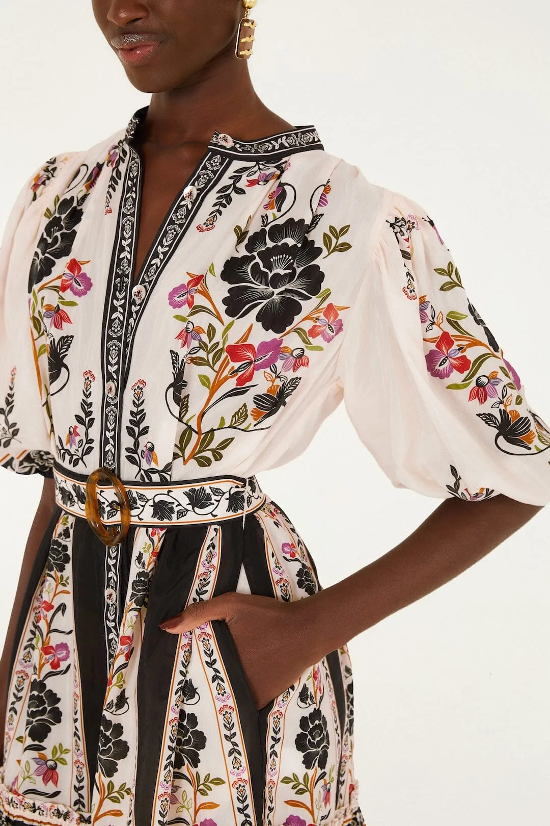 Delicate Floral Belted Buttoned Mini Dress sold by FARM Rio product image thumbnail 2