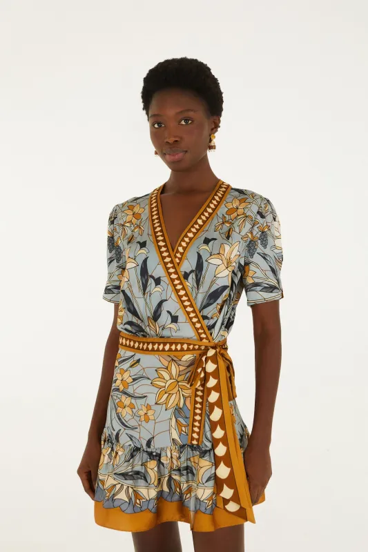 Stained Glass Beauty Wrap Mini Dress made by FARM Rio