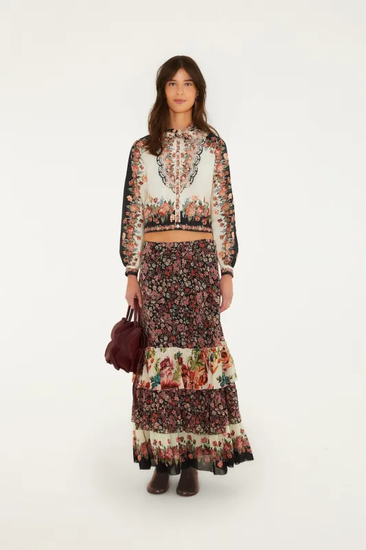 Tiny Garden Mixed Prints Maxi Skirt made by FARM Rio