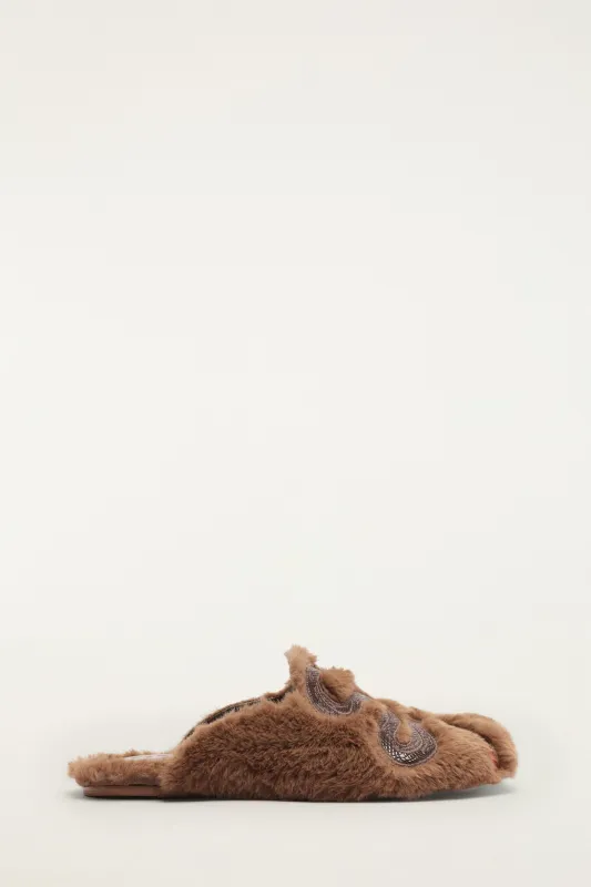 Shearling Snake Mule made by FARM Rio