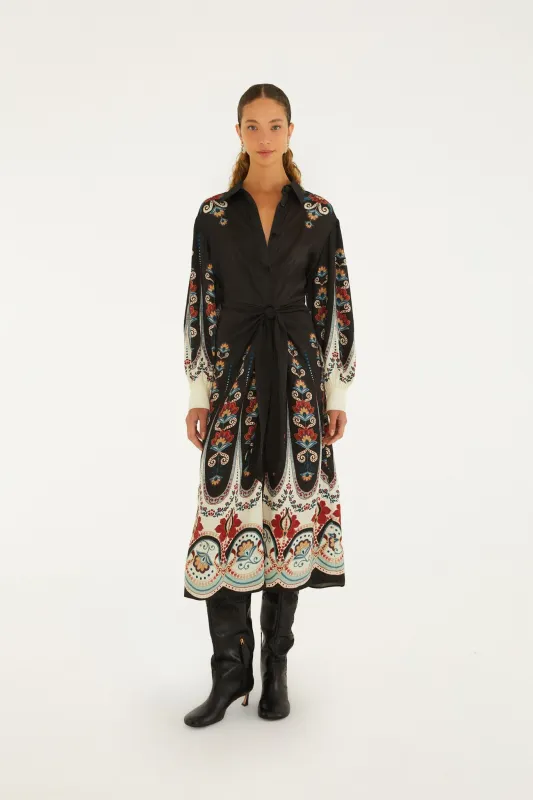 Nikita Winter Ties Long Sleeve Midi Dress made by FARM Rio