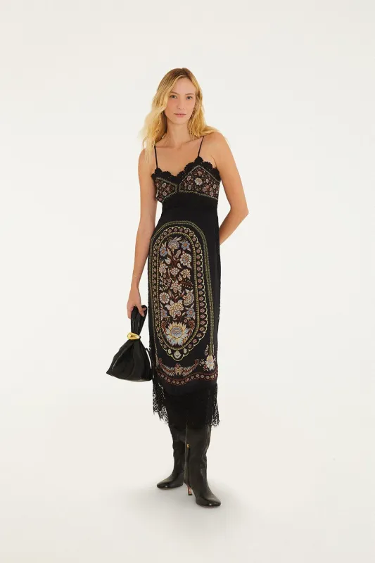 Daniela Lace Sleeveless Midi Dress made by FARM Rio