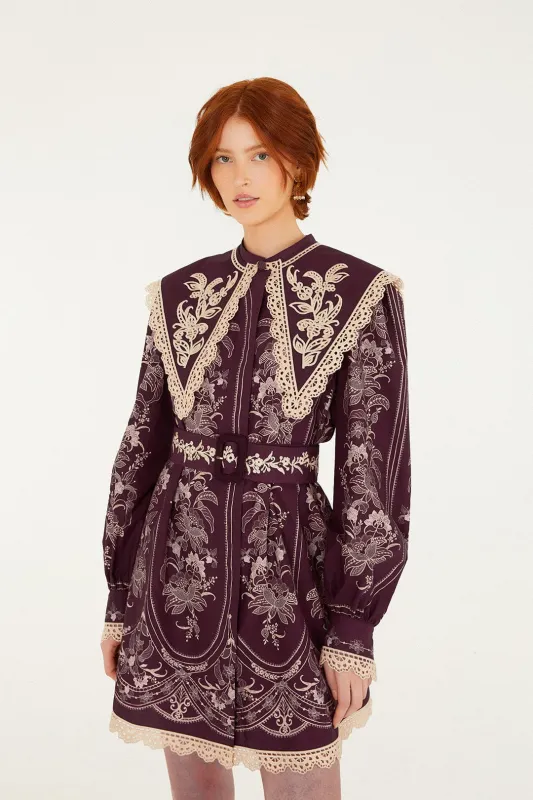 Lara Lace Long Sleeve Mini Dress made by FARM Rio