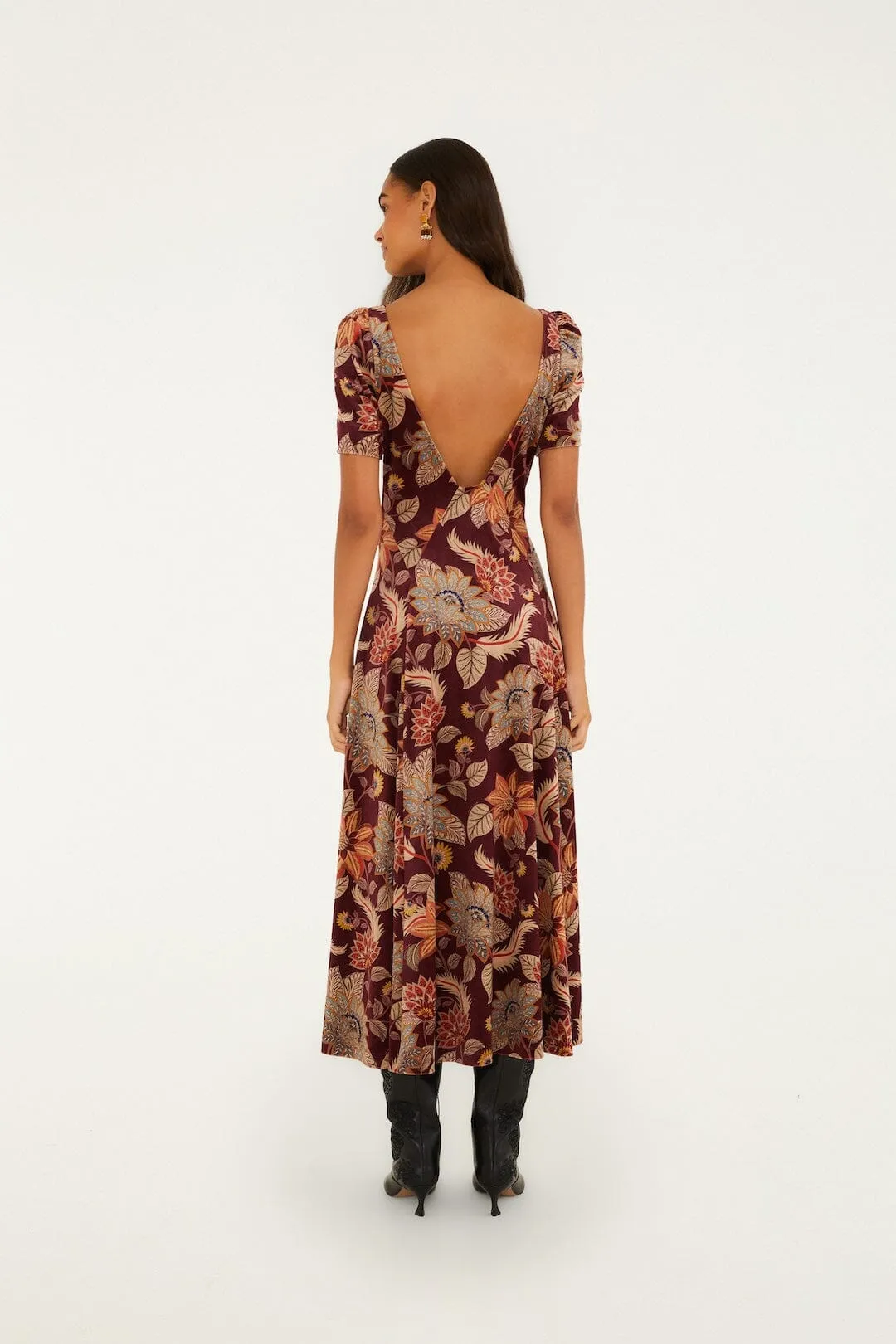 Delhi Floral Short Sleeve Velvet Maxi Dress sold by FARM Rio product image thumbnail 3