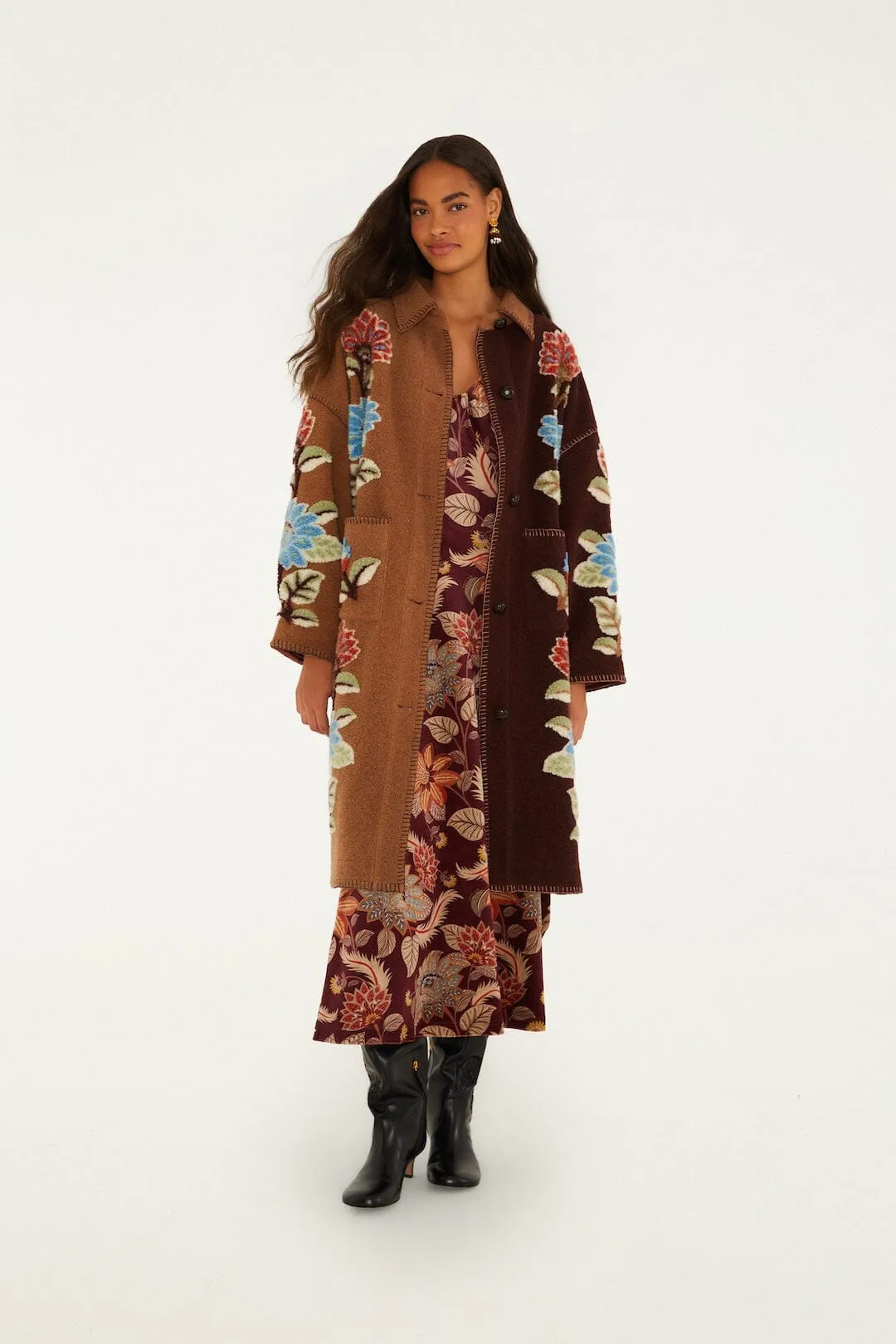 Delhi Floral Short Sleeve Velvet Maxi Dress sold by FARM Rio product image thumbnail 4