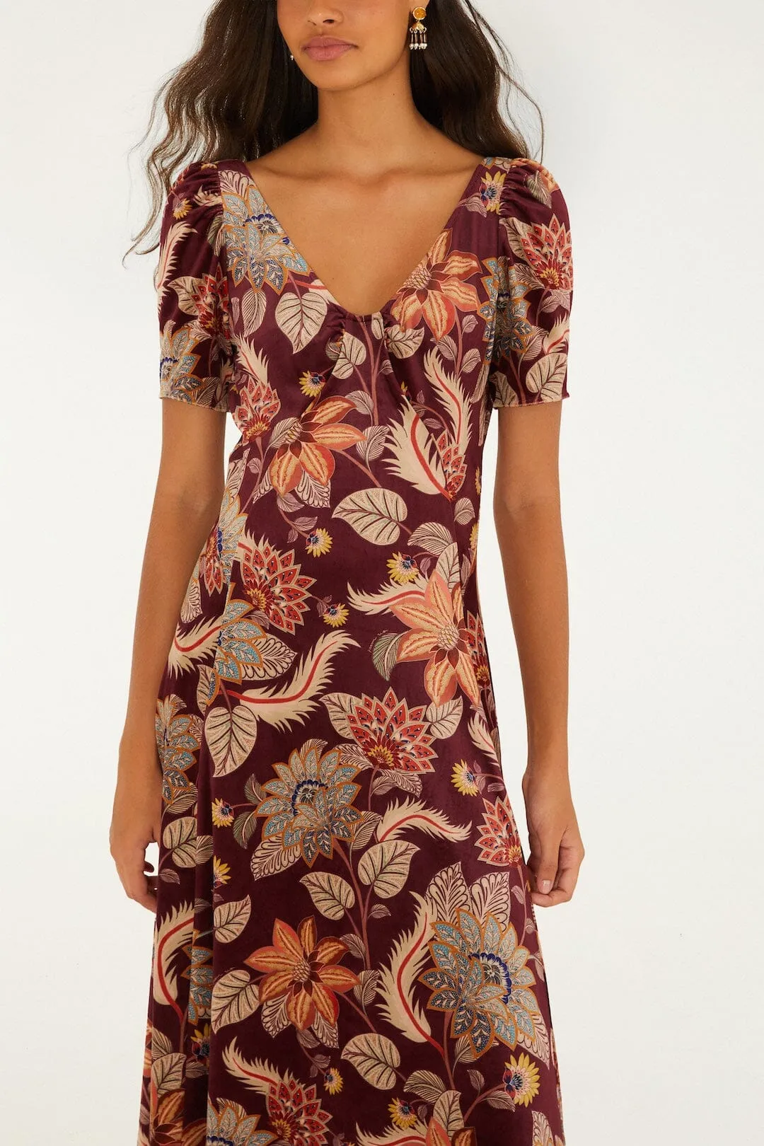 Delhi Floral Short Sleeve Velvet Maxi Dress sold by FARM Rio product image thumbnail 2
