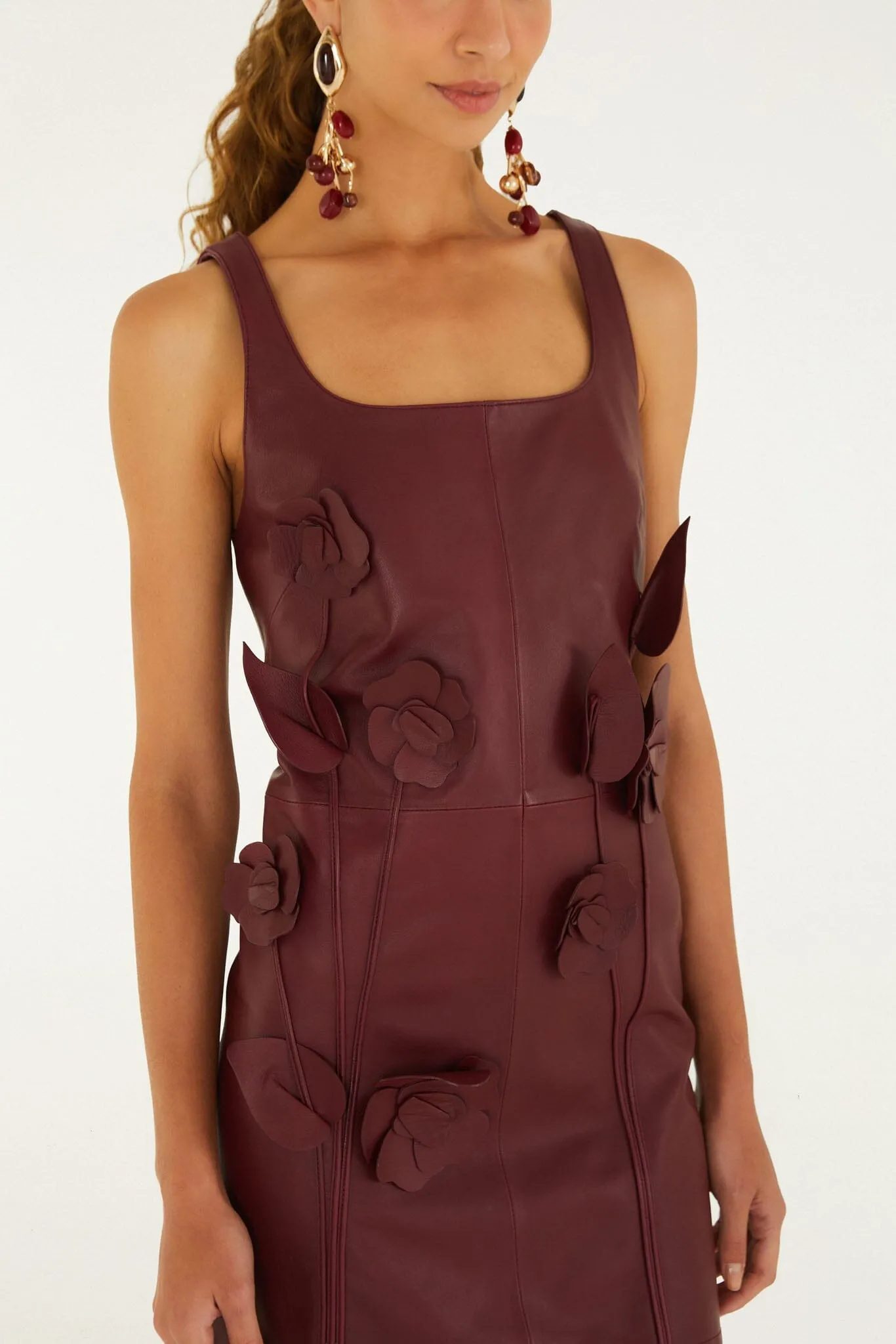 3d Flowers Sleeveless Leather Mini Dress sold by FARM Rio product image thumbnail 2