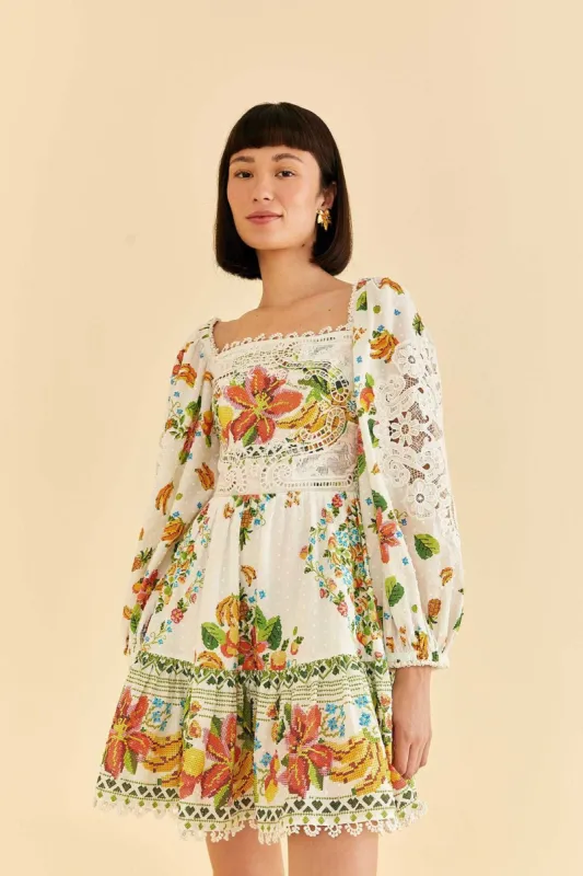 Off-White Tropical Romance Scarf Mini Dress sold by FARM Rio
