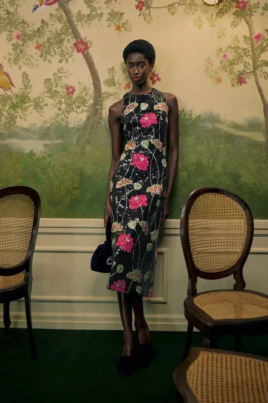 Flower Sequins Sleeveless Midi Dress made by FARM Rio