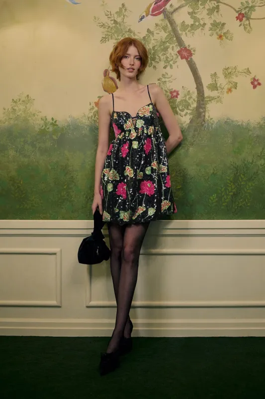 Flower Sequins Sleeveless Mini Dress made by FARM Rio