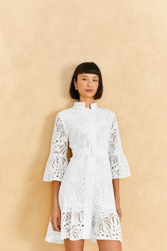 Off-White Palm Tree Mini Dress sold by FARM Rio