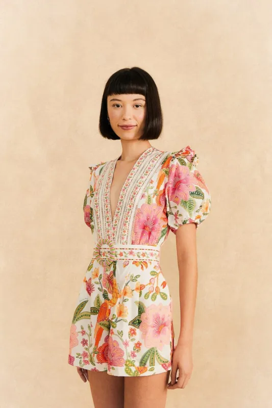 ☆関税込み☆【FARM RIO】Bloom Garden cotton romper FARM Rio Bloom Garden Off White Romper | Shopbop