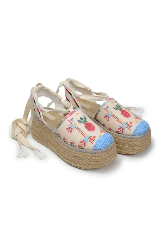 Off White Paradise Espadrille Platform Sandal sold by FARM Rio